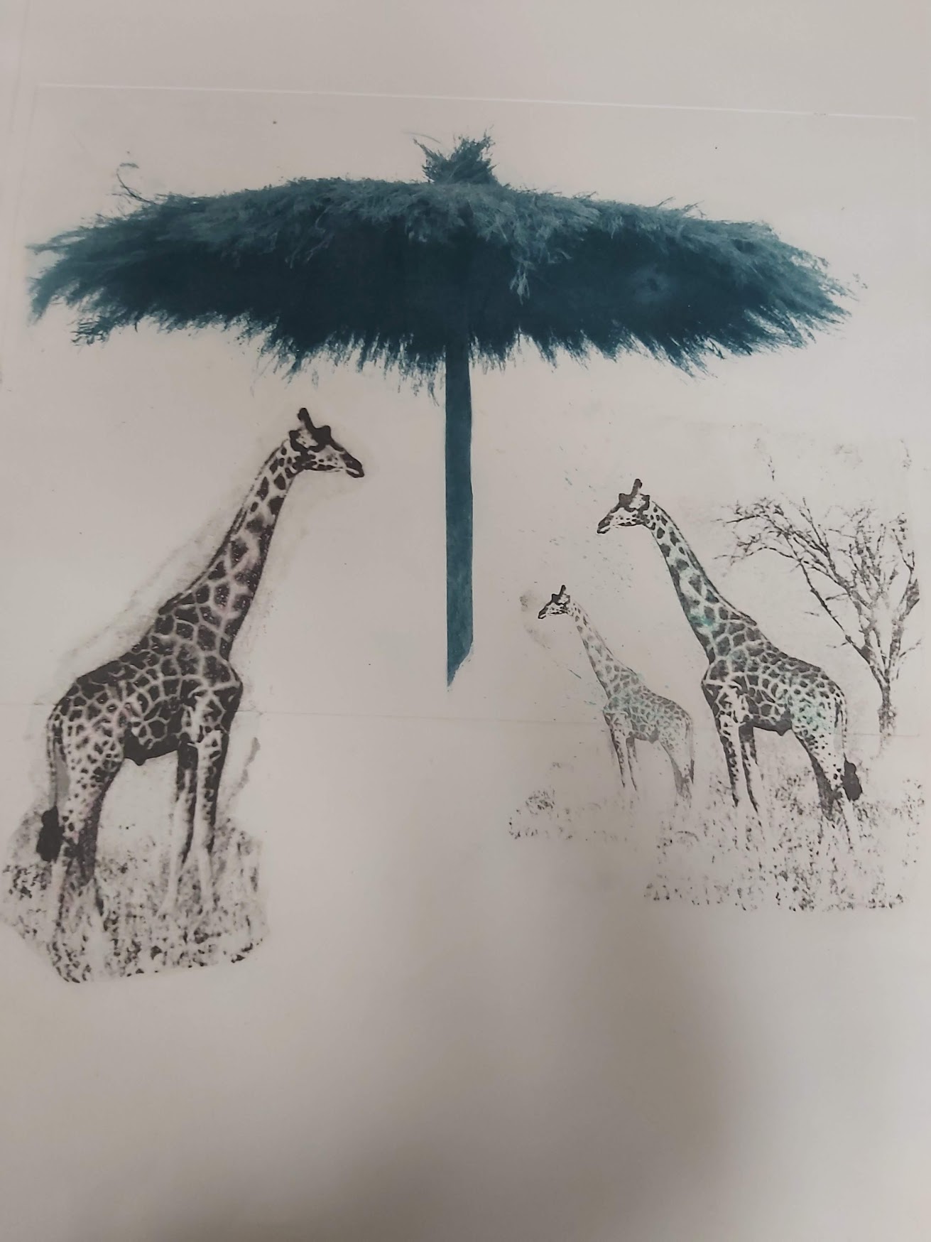 Umbrella and giraffes