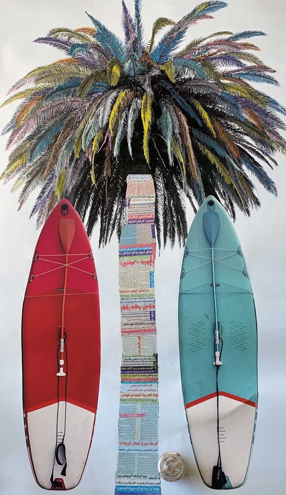 Palm tree with surfboards